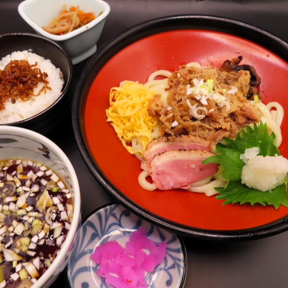 牛肉つけうどん　ちりめんご飯セット